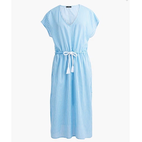 J. Crew Factory Other - J.Crew Factory Women's Blue White Cover-up Midi Dress with Rope Tie Size Small